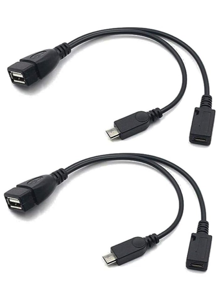 erorex 2-in-1 Micro USB to USB Adapter (OTG Cable + Power Cable) for FireStick, PlayStation Classic and More - 2 Pack  - Image 1