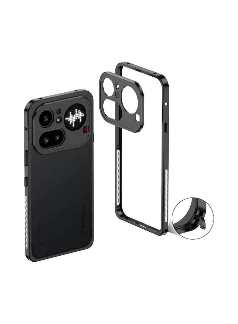 general Case for Nothing Phone (4a) Pro, Aluminum Alloy Metal Frame with Camera Lens Cap, Seahorse Buckle Design Anti-Drop Shockproof Bumper Backless Heat Dissipation Cover - Image 1