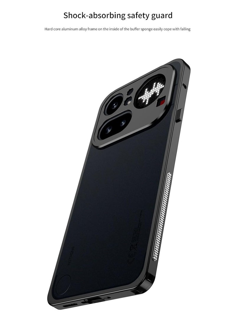 general Case for Nothing Phone (4a) Pro, Aluminum Alloy Metal Frame with Camera Lens Cap, Seahorse Buckle Design Anti-Drop Shockproof Bumper Backless Heat Dissipation Cover - Image 3