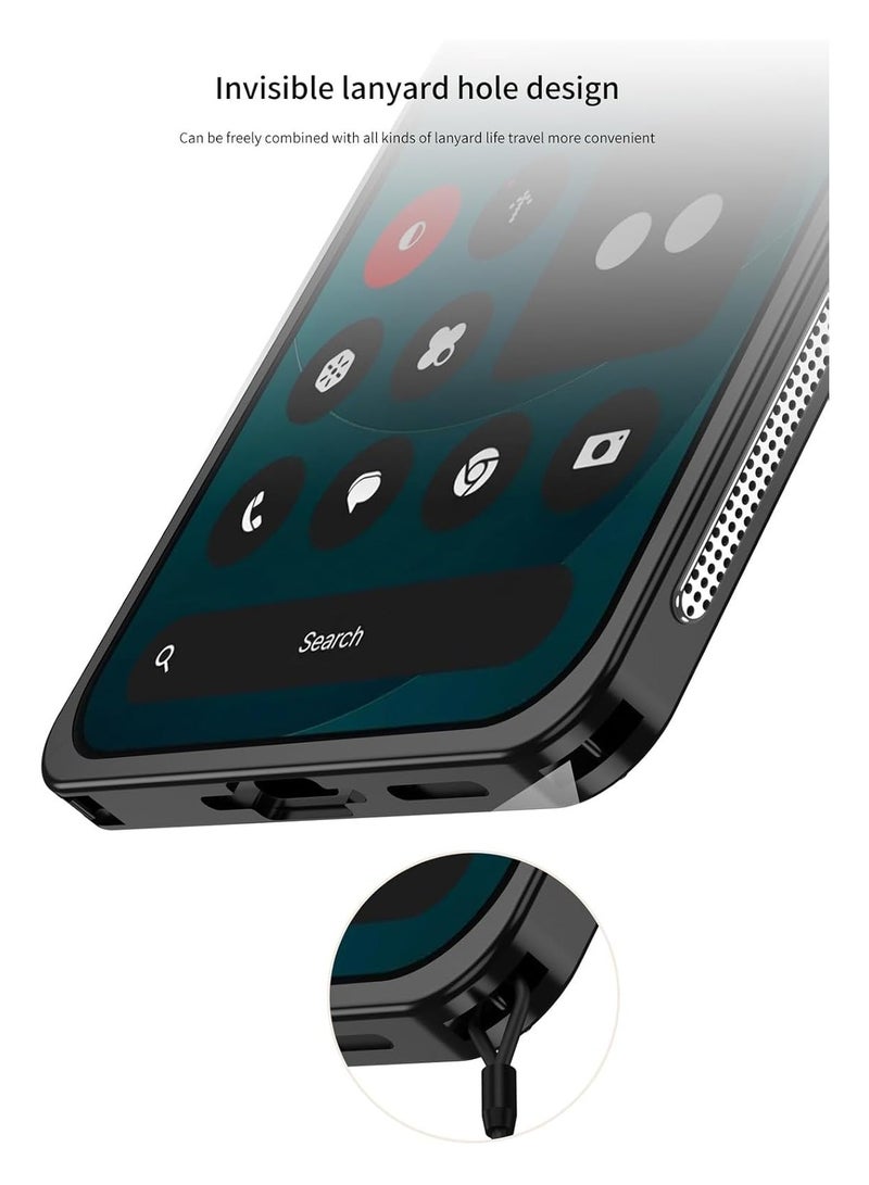 general Case for Nothing Phone (4a) Pro, Aluminum Alloy Metal Frame with Camera Lens Cap, Seahorse Buckle Design Anti-Drop Shockproof Bumper Backless Heat Dissipation Cover - Image 4