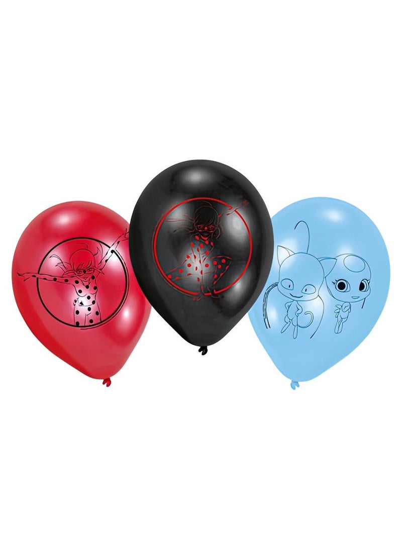 Miraculous Ladybug Latex Balloons Red Black Blue 23cm 6-Pack