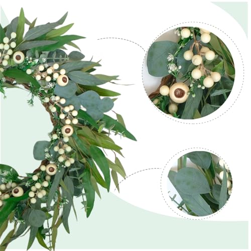 Egolot 24 Inch Spring Eucalyptus Olive Leaves Wreath for Front Door, All Season Greenery Wreath with White Berries for Indoor Outdoor, Winter Spring Summer Wreath for Home Decor - Image 2