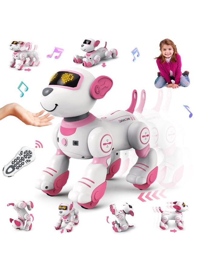 Bukela Remote Control Robot Dog Toy for Kids - Interactive Touch & Follow 17 Functions Robot Dog Pet, Programmable Smart Walking Puppy Intelligent Dancing Dog Robot Toys for Girls 3-12 Gifts(Pink) - Image 1