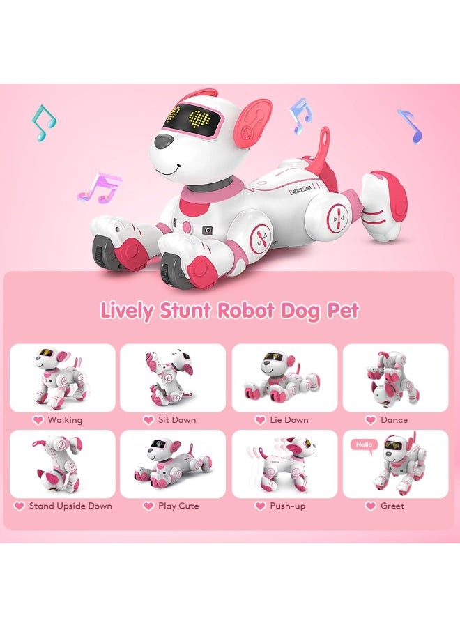 Bukela Remote Control Robot Dog Toy for Kids - Interactive Touch & Follow 17 Functions Robot Dog Pet, Programmable Smart Walking Puppy Intelligent Dancing Dog Robot Toys for Girls 3-12 Gifts(Pink) - Image 4