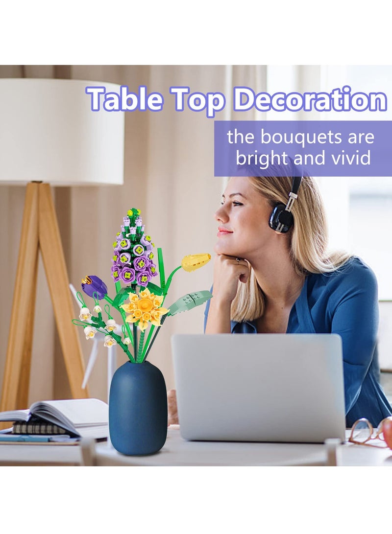 Zikra Flowers Bouquet Building Kit Artificial Flower Blocks Set Toy for Adults Creative Botanical Collection Home Decor Birthday Gifts Girls - Image 4