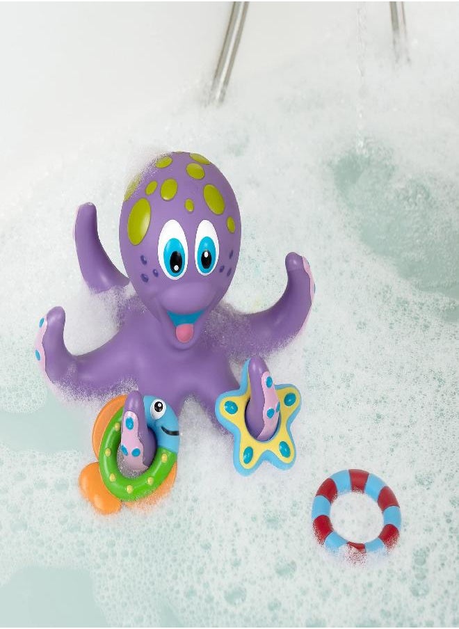 Nuby Nuby Floating Purple Octopus with 3 Hoopla Rings Interactive Bath Toy  - Image 4