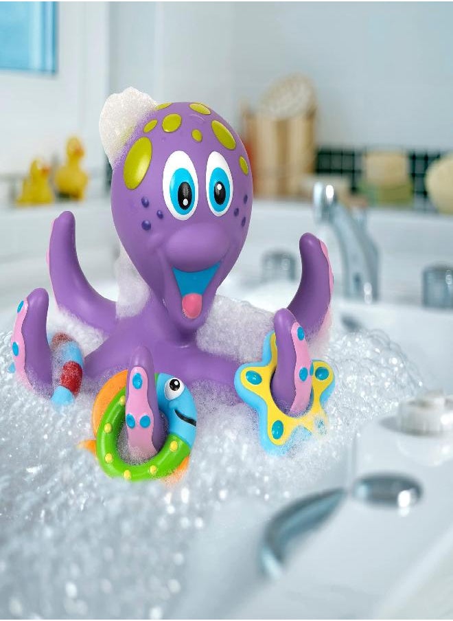 Nuby Nuby Floating Purple Octopus with 3 Hoopla Rings Interactive Bath Toy  - Image 1