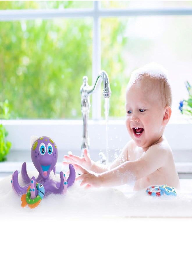 Nuby Nuby Floating Purple Octopus with 3 Hoopla Rings Interactive Bath Toy  - Image 2