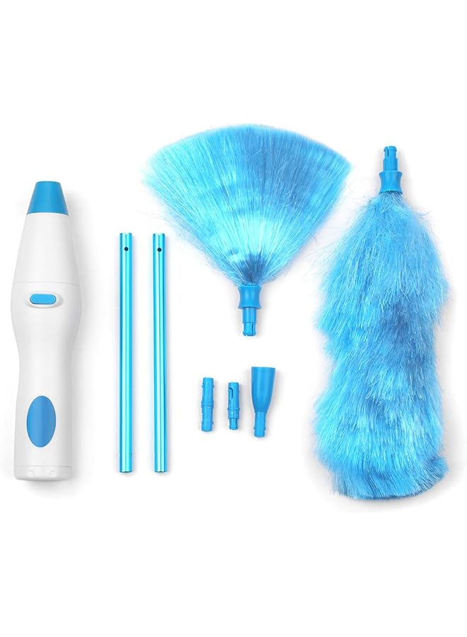 erorex Handheld Battery Operated Electric Spin Duster Feather Duster Retractable Microfiber Cleaning Brush Hand Dust Duster Brush Dust Removal Tool with 2 Brush Head - Image 1