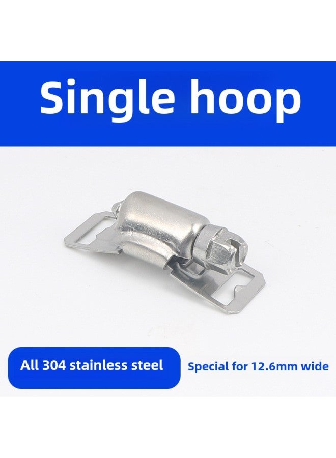 Stainless Steel Full Tooth Steel Strap Self-made American Style Throat Clamp Hug Clamp Perforated Strap Pipe Binding Tying-Specifications And Models:12.6mm Special Hoop Head (12.6mm)  - Image 1