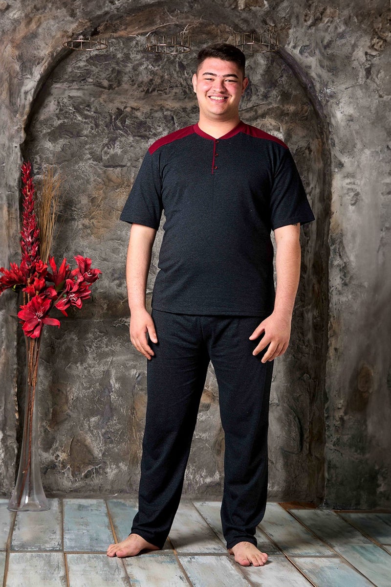 Nisanca Summer Plus Size Men's Cotton Pajama Set - Short Sleeve Men's Pajamas  - Image 2