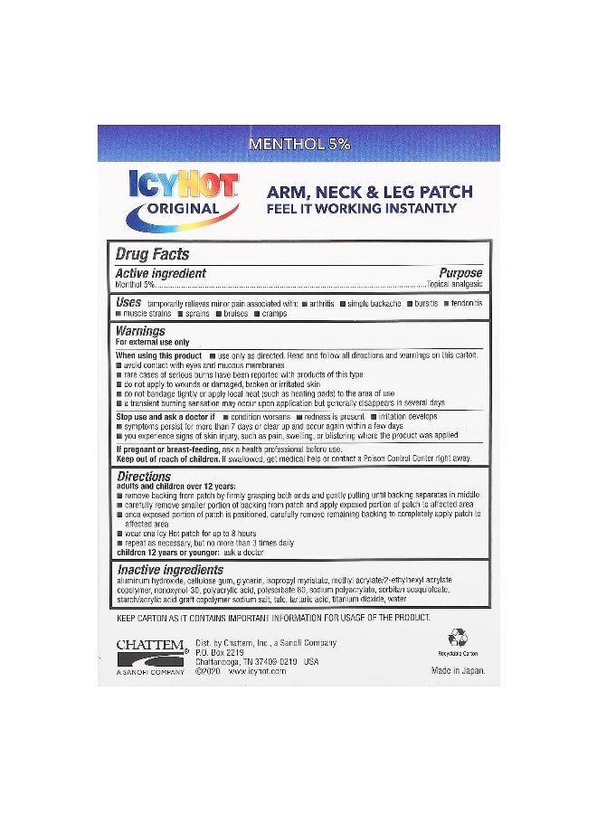 Icy Hot Icy Hot, Original Pain Relief Patch, 5 Patches  - Image 2
