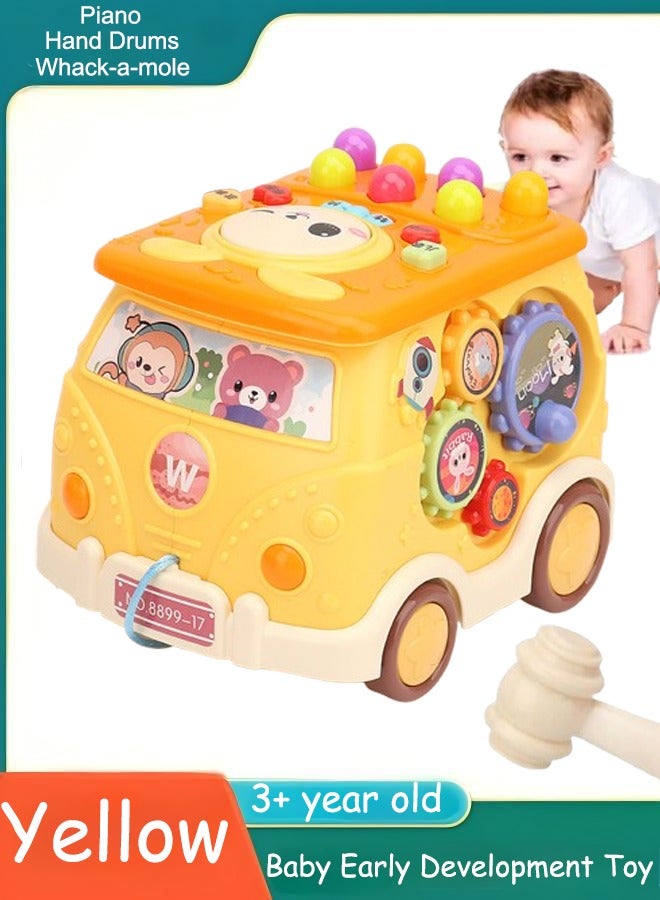 Pounding Toys For Toddlers  Educational Toy Pull Along Bus Hammering Game Children's Puzzle Baby Toy Early Educational Toy Gopher Toy For Boys Girls Birthday Gift  - Image 1