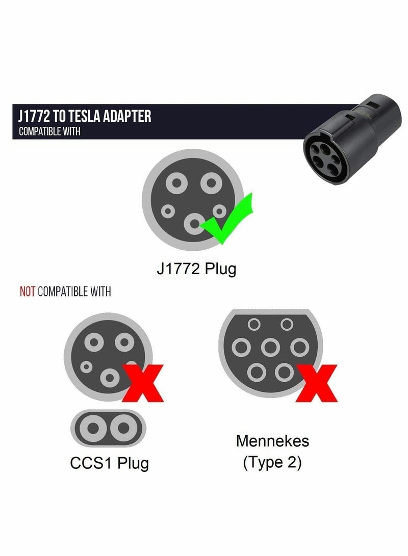 J1772 to Tesla Charging Adapter, 80A/240 VAC, IP54 SAE J1772 EV Charger Adapter Compatible with Tesla Model 3/Y/S/X, Only for Tesla Owners - Image 5