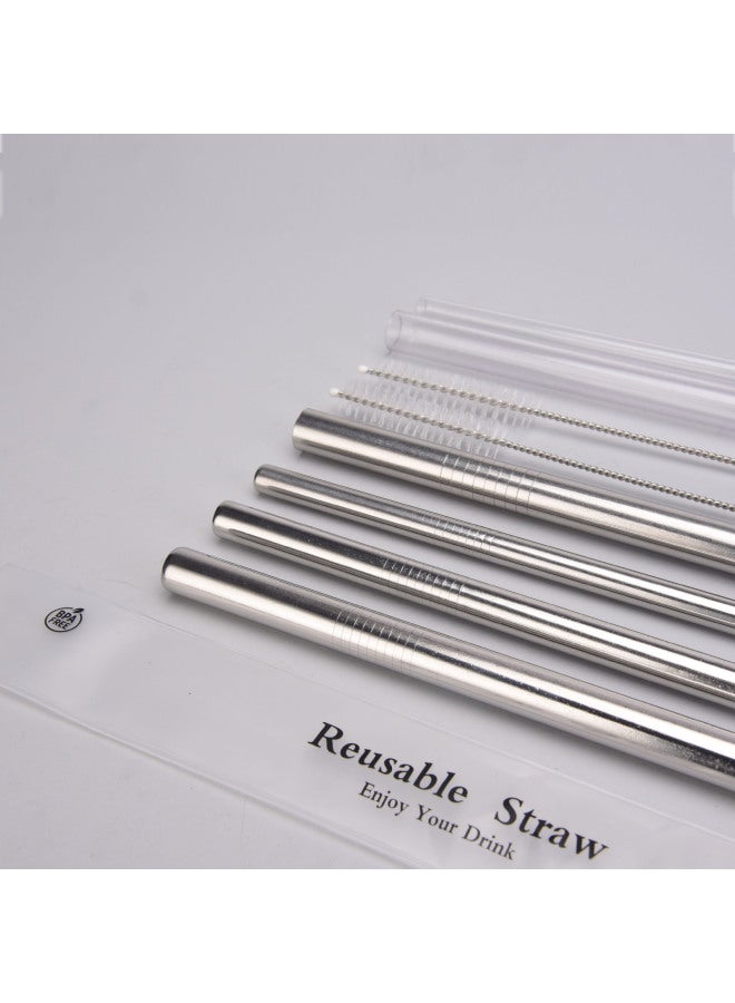 Tritan Straw Long 304 Stainless Steel Metal Straw Set Milk Tea Beverage Reusable Water Cup Straw Straight Tube No Patent-Color:Straw Packaging Bag (without Logo) - Image 2