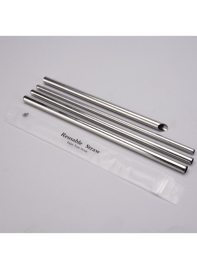 Tritan Straw Long 304 Stainless Steel Metal Straw Set Milk Tea Beverage Reusable Water Cup Straw Straight Tube No Patent-Color:Straw Packaging Bag (without Logo) - Image 4