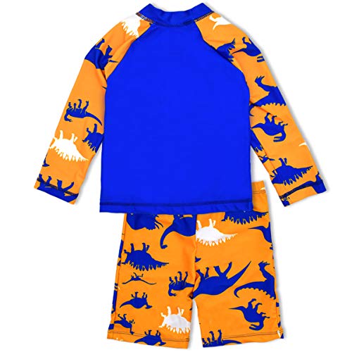 SINOLY Boys Two Piece Rash Guard Swimsuits Kids Long Sleeve Sunsuit Swimwear Sets 6T Dinosaur - Image 3
