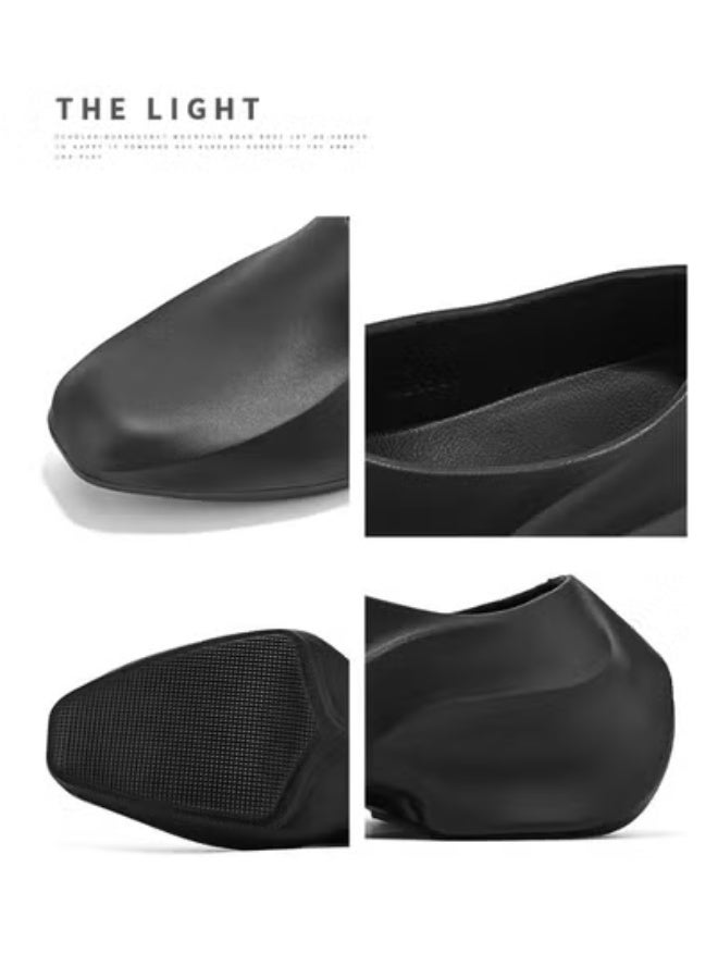 One-step casual sandals for men, kitchen thick-soled trendy shoes, comfortable and non-slip summer slippers (black)  - Image 2