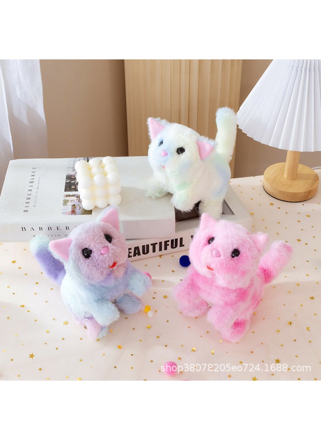 Simulation Plush Electric Cat Toy Walking Call Tail Wagging Electronic Pet Electronic Cat Children's Toy-Color:Blue And White Cat-Specifications:Opp Bag Packaging  - Image 4