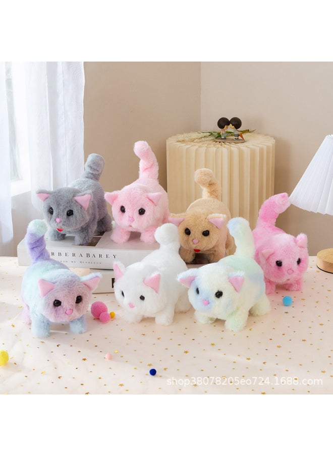 Simulation Plush Electric Cat Toy Walking Call Tail Wagging Electronic Pet Electronic Cat Children's Toy-Color:Blue And White Cat-Specifications:Opp Bag Packaging  - Image 3