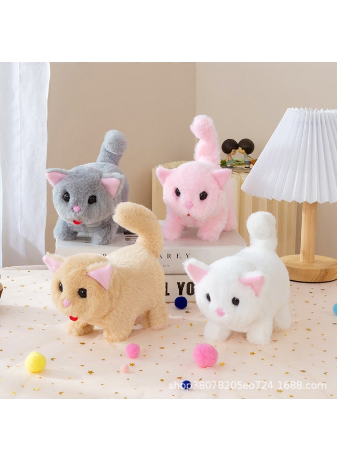 Simulation Plush Electric Cat Toy Walking Call Tail Wagging Electronic Pet Electronic Cat Children's Toy-Color:Blue And White Cat-Specifications:Opp Bag Packaging  - Image 5