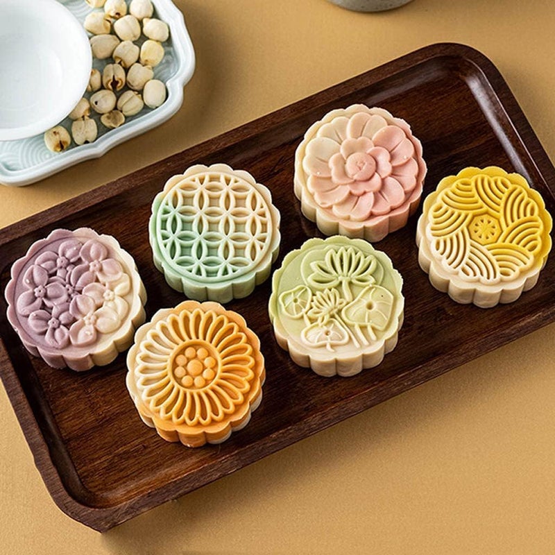 Shrux 6Pcs Punch Set Hand Make Baking Accessories Fondant Punch Thickness Mold Cookie Kitchen Tool Moon Cake Cutter Pastry Decorative Moon Cake Cookie Pressers Mold - Image 3