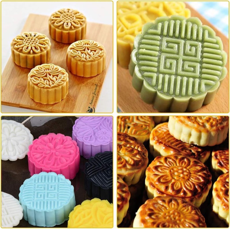 Shrux 6Pcs Punch Set Hand Make Baking Accessories Fondant Punch Thickness Mold Cookie Kitchen Tool Moon Cake Cutter Pastry Decorative Moon Cake Cookie Pressers Mold - Image 4