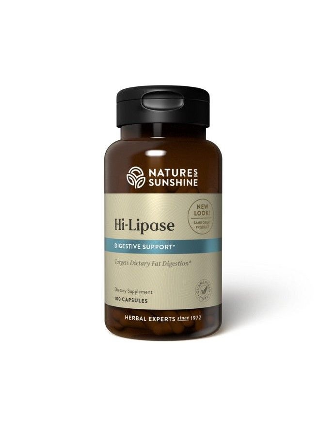 Nature's Sunshine - Hi Lipase Dietary Supplement 100 Capsules ; Powerful Enzyme Supplement That Allows The Digestive System To Digest Fats - Image 1