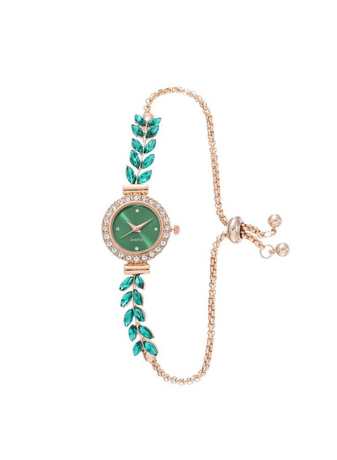 Fashion Wheat Ear Fine Strap Diamond Inlaid Women's Watch