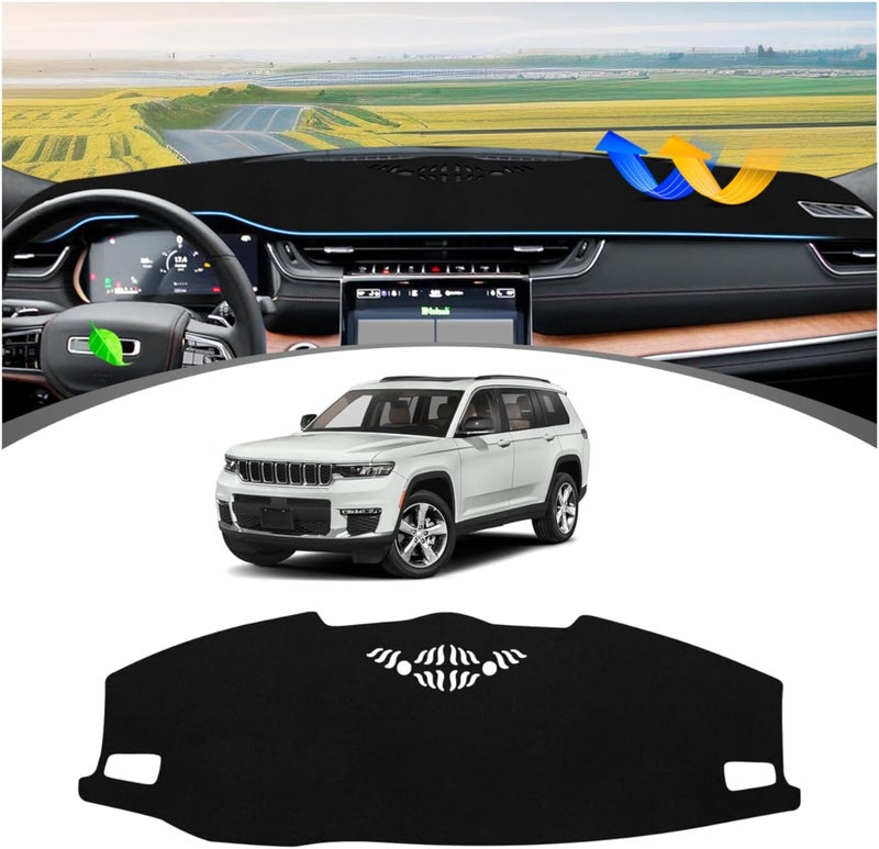 FIILINES Easy assemble Dash Cover for Jeep Grand Cherokee L 2021-2024, Dashboard Cover Mesh Dash Mat Black, Not for Jeep Grand Cherokee All preference matching build - Image 1