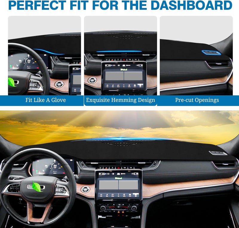FIILINES Easy assemble Dash Cover for Jeep Grand Cherokee L 2021-2024, Dashboard Cover Mesh Dash Mat Black, Not for Jeep Grand Cherokee All preference matching build - Image 4