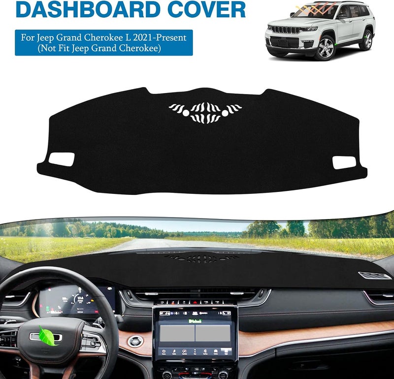 FIILINES Easy assemble Dash Cover for Jeep Grand Cherokee L 2021-2024, Dashboard Cover Mesh Dash Mat Black, Not for Jeep Grand Cherokee All preference matching build - Image 2