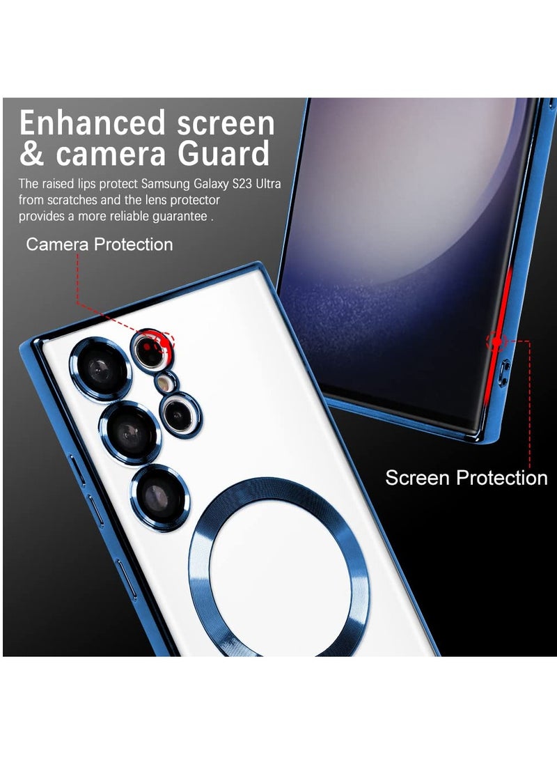 BORTONY Galaxy S23 Ultra Case Plating Magnetic Case with Screen Protector Magnetic Cover Clear Body Slim Fit Shockproof Magsafe for Samsung Galaxy S23 Ultra Cover 6.8 inch - Image 3