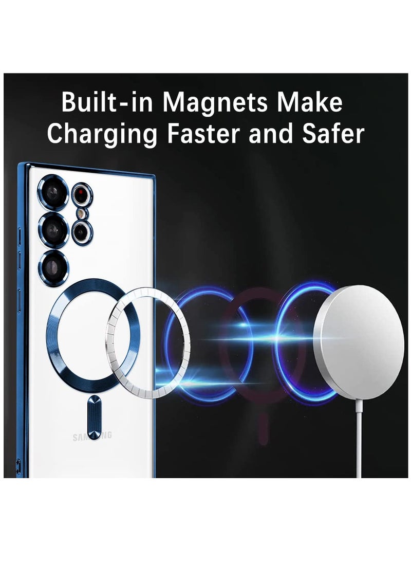 BORTONY Galaxy S23 Ultra Case Plating Magnetic Case with Screen Protector Magnetic Cover Clear Body Slim Fit Shockproof Magsafe for Samsung Galaxy S23 Ultra Cover 6.8 inch - Image 2