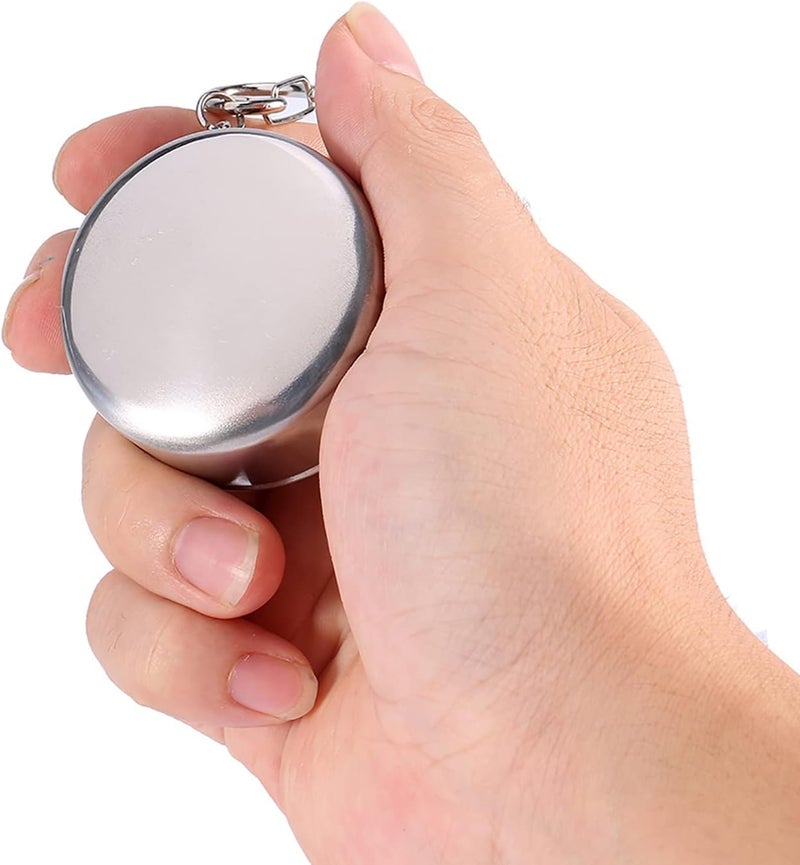 MADHYA كوب قابل للطي من الفولاذ المقاوم للصدأ، كوب شرب صغير محمول للتخييم مع غطاء وسلسلة مفاتيح للمغامرات الخارجية والسفر والتخييم والمشي، حجم جيب قابل لإعادة الاستخدام 120 مل، عبوة من 2 - Image 2