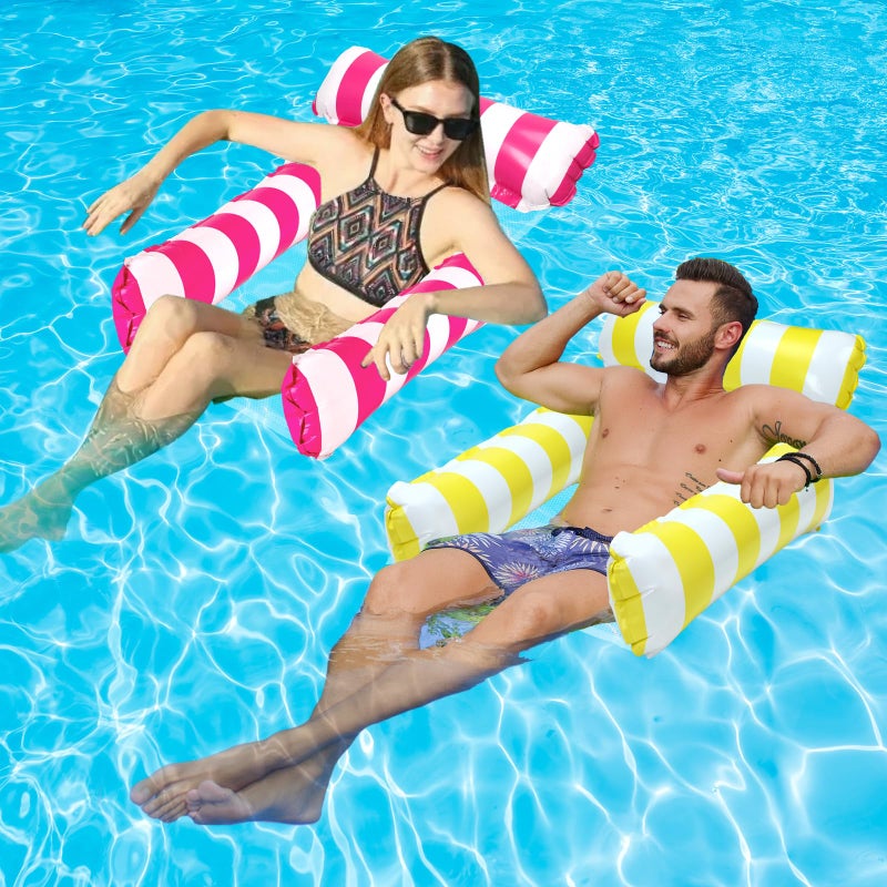TIWISSES 2 Pack Inflatable Pool Floats 4-in-1 Pool Hammock with Bottom Mesh 3 Tubes Inflatable Hammock for Adults,Portable Floating Chair Bed for Travel, Swimming Pool Hot Tub - Image 1
