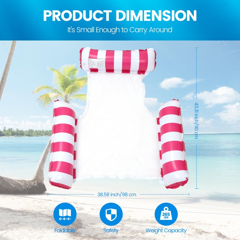 TIWISSES 2 Pack Inflatable Pool Floats 4-in-1 Pool Hammock with Bottom Mesh 3 Tubes Inflatable Hammock for Adults,Portable Floating Chair Bed for Travel, Swimming Pool Hot Tub - Image 2