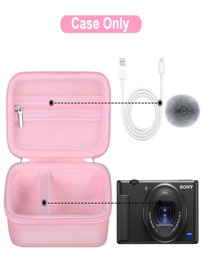 Canboc Carrying Case for Sony ZV-1 Digital Camera for Content Creators, Sony ZV1 Vlogging Camera Bag, Zipper Mesh Pocket fits USB Cable, Batteries, Pink - Image 2