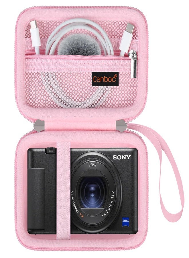 Canboc Carrying Case for Sony ZV-1 Digital Camera for Content Creators, Sony ZV1 Vlogging Camera Bag, Zipper Mesh Pocket fits USB Cable, Batteries, Pink - Image 1