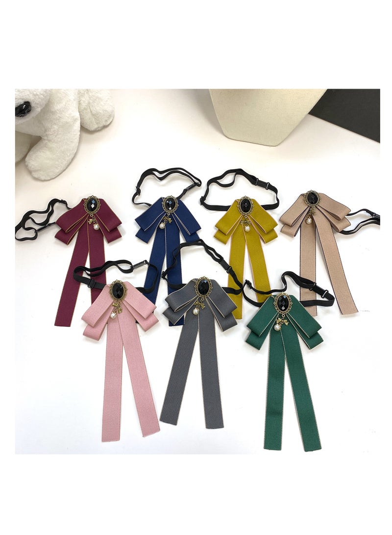 ربطة عنق للنساء ، ربطة عنق شريطية مربوطة مسبقا بربطة عنق قابلة للتعديل مع حجر الراين لبلوزة بياقة قميص فستان (أخضر فاتح) - Image 4