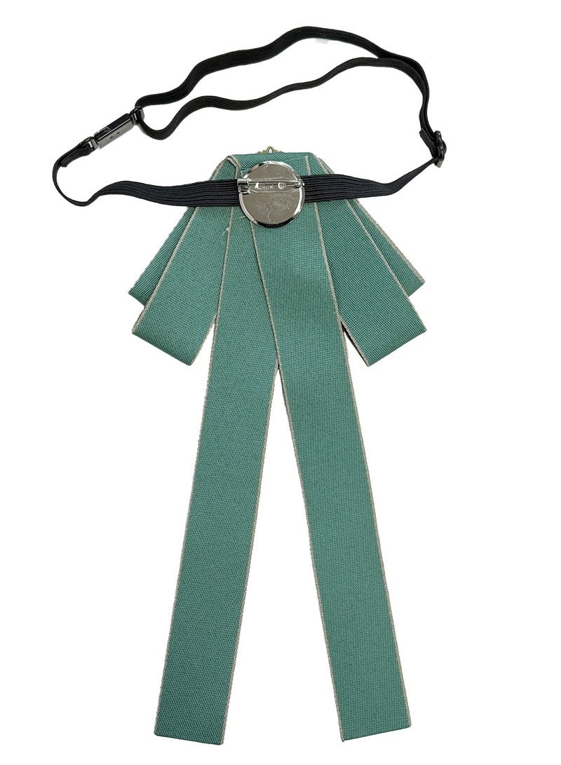 ربطة عنق للنساء ، ربطة عنق شريطية مربوطة مسبقا بربطة عنق قابلة للتعديل مع حجر الراين لبلوزة بياقة قميص فستان (أخضر فاتح) - Image 3