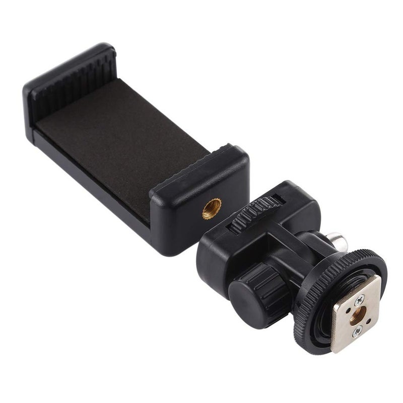 SUPERNIC Adjustable Angle Pole Swivel Hot Shoe Mount 1/4" Screw Hot Shoe Mount Adapter with Universal Mobile Phone Clip Holder for Mounting Video Camcorder Monitors - Image 1