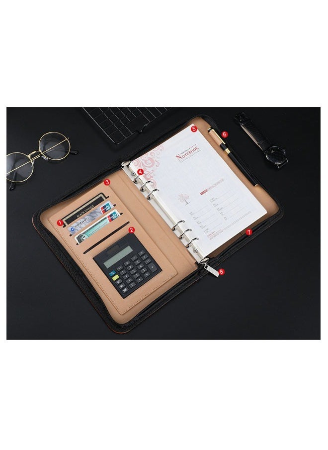 Binder Folder Meeting Folder Portfolio Organizer With Calculator Notepad Pen File Bag A5 Size