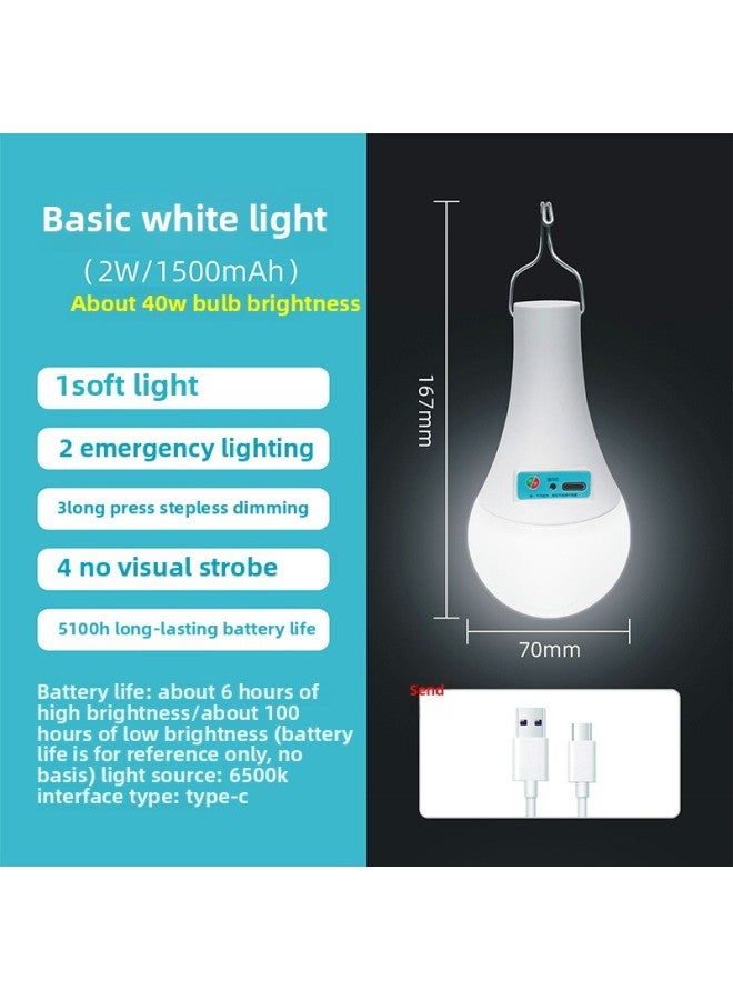 Loquat Rechargeable Led Bulb Power Failure Emergency Multi-function USB Mobile Super Bright Outdoor Night Market Stall Toilet Camping Light-Power Of Light Source:Charging Cable Standard-Light Color:White Light - Image 1