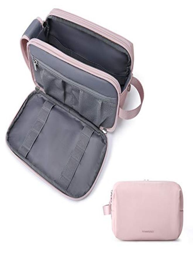 BAGSMART - Bag For Women, Bagsmart Travel Toiletry Organizer Dopp Kit Water-Resistant Shaving Bag For Toiletries Accessories, Pink - Image 1