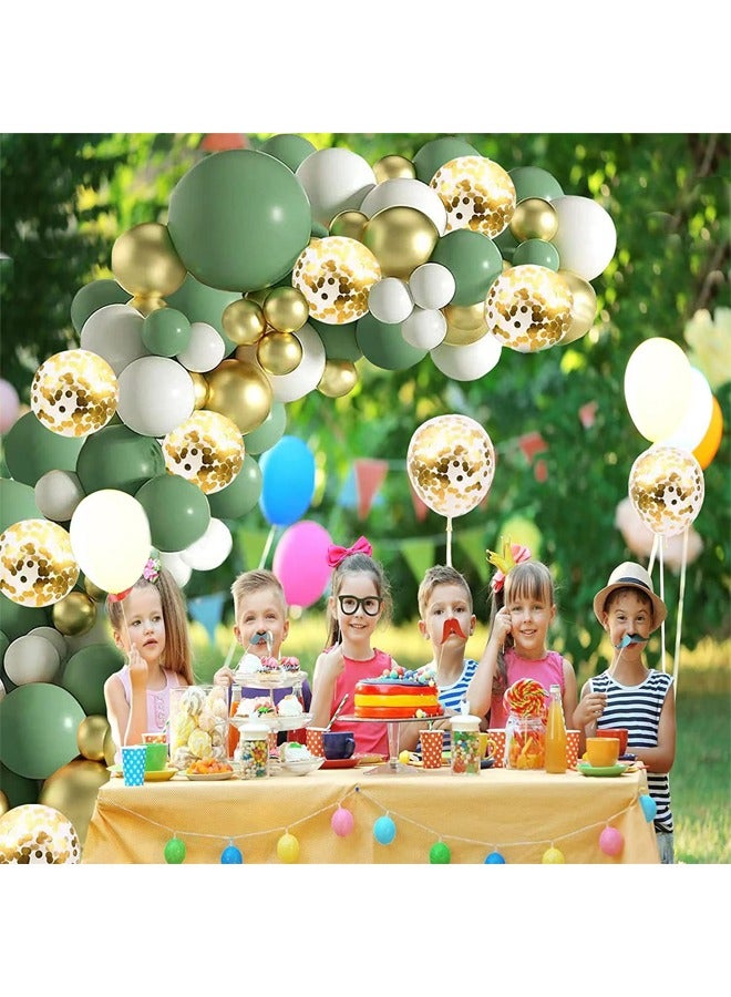 زيمي مجموعة 128 قطعة من بالونات اللاتكس المزخرفة باللون الأخضر الزيتوني - مثالية للتخرج وحفلات استقبال المولود الجديد وحفلات الزفاف وأعياد الميلاد وحفلات العزوبية - مناسبة للداخلية والخارجية - Image 4
