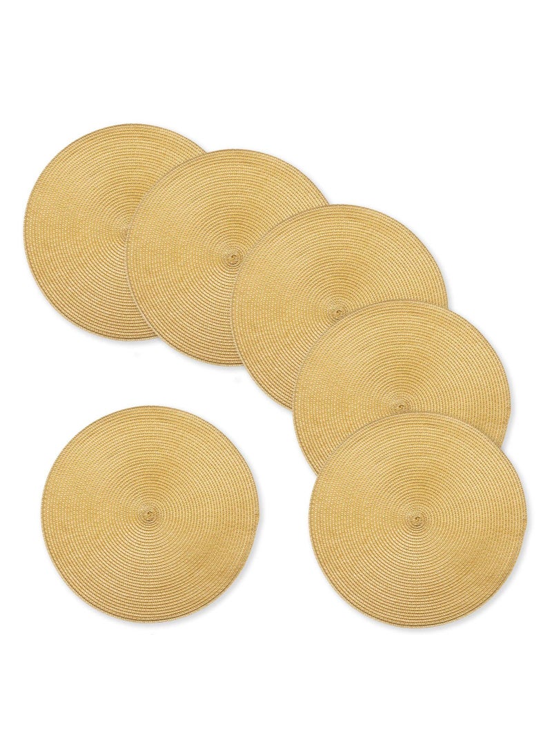 واي آند دي Round Braided Placemats, SYOSI 4Pcs Yellow Nordic Japanese Style Bright Heat Resistant Woven Placemats - Image 4