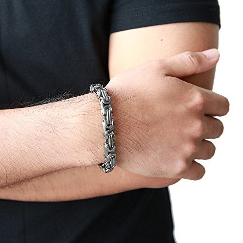 COOLSTEELANDBEYOND Masculine Style Stainless Steel Braid Link Bracelet for Men Silver Color Polished - Image 5
