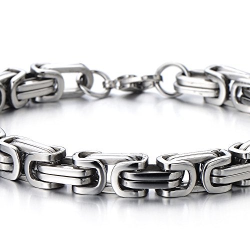 COOLSTEELANDBEYOND Masculine Style Stainless Steel Braid Link Bracelet for Men Silver Color Polished - Image 3