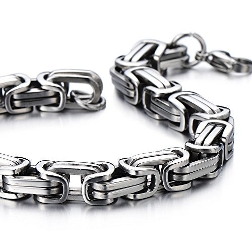 COOLSTEELANDBEYOND Masculine Style Stainless Steel Braid Link Bracelet for Men Silver Color Polished - Image 4